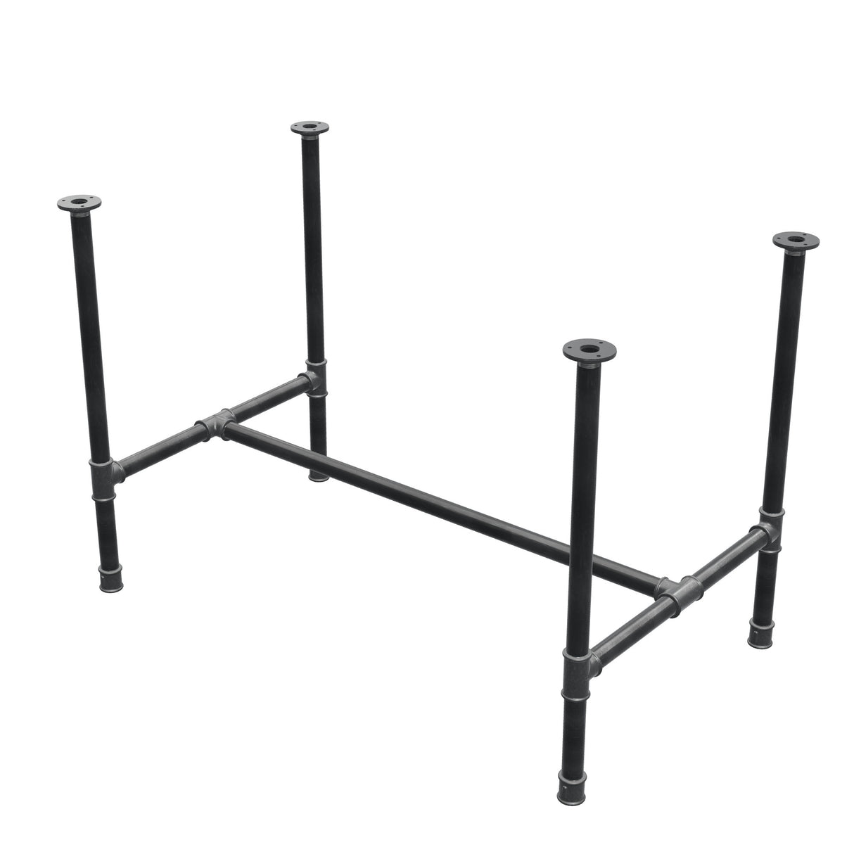 Base per tavolo da pranzo, struttura a H, ghisa e acciaio Ø 34 mm, 112 × 66 cm, altezza 75 cm