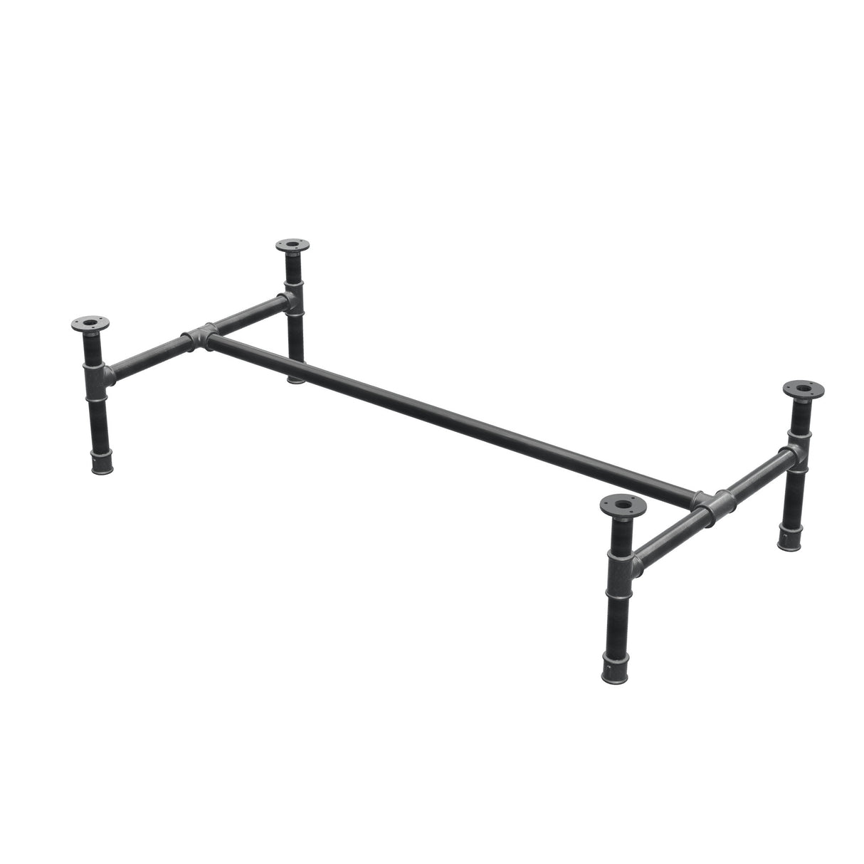 Base per tavolino, struttura a H, ghisa e acciaio Ø 34 mm, 132 × 66 cm, altezza 32 cm