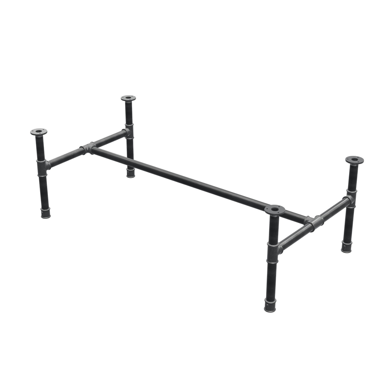 Base per tavolino, struttura a H, ghisa e acciaio Ø 34 mm, 132 × 66 cm, altezza 42 cm