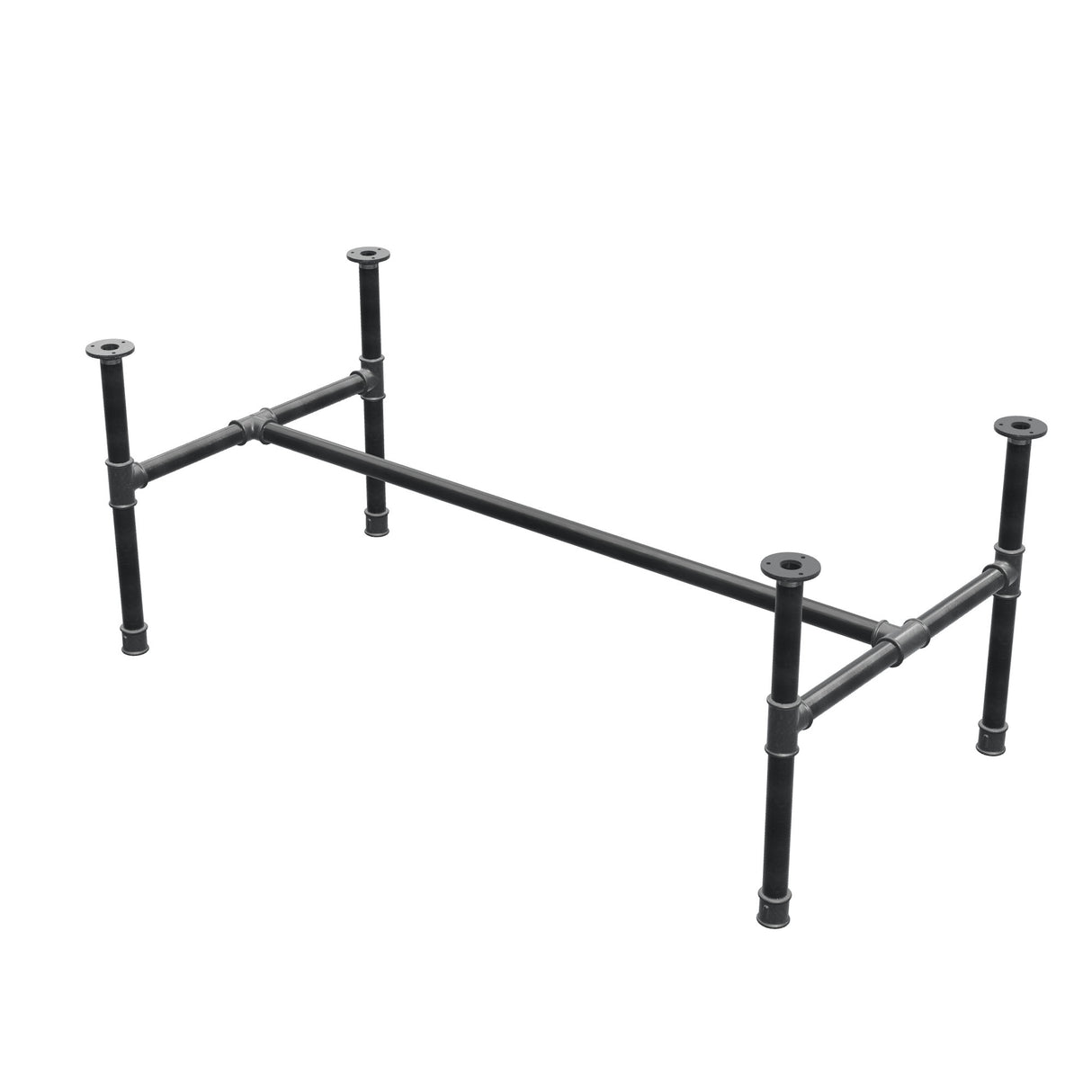 Base per tavolino, struttura a H, ghisa e acciaio Ø 34 mm, 132 × 66 cm, altezza 52 cm
