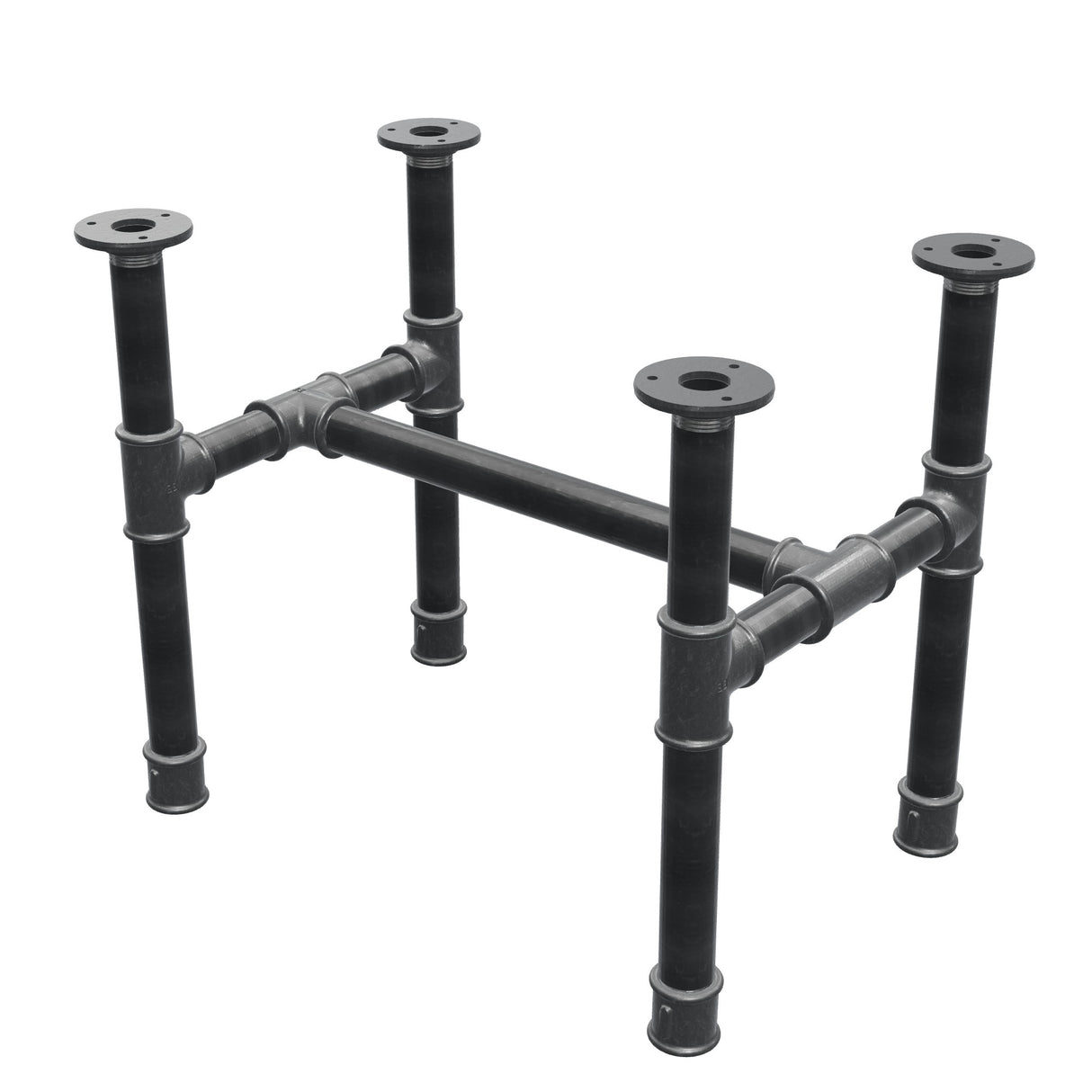 Base per tavolino, struttura a H, ghisa e acciaio Ø 34 mm, 52 × 36 cm, altezza 42 cm