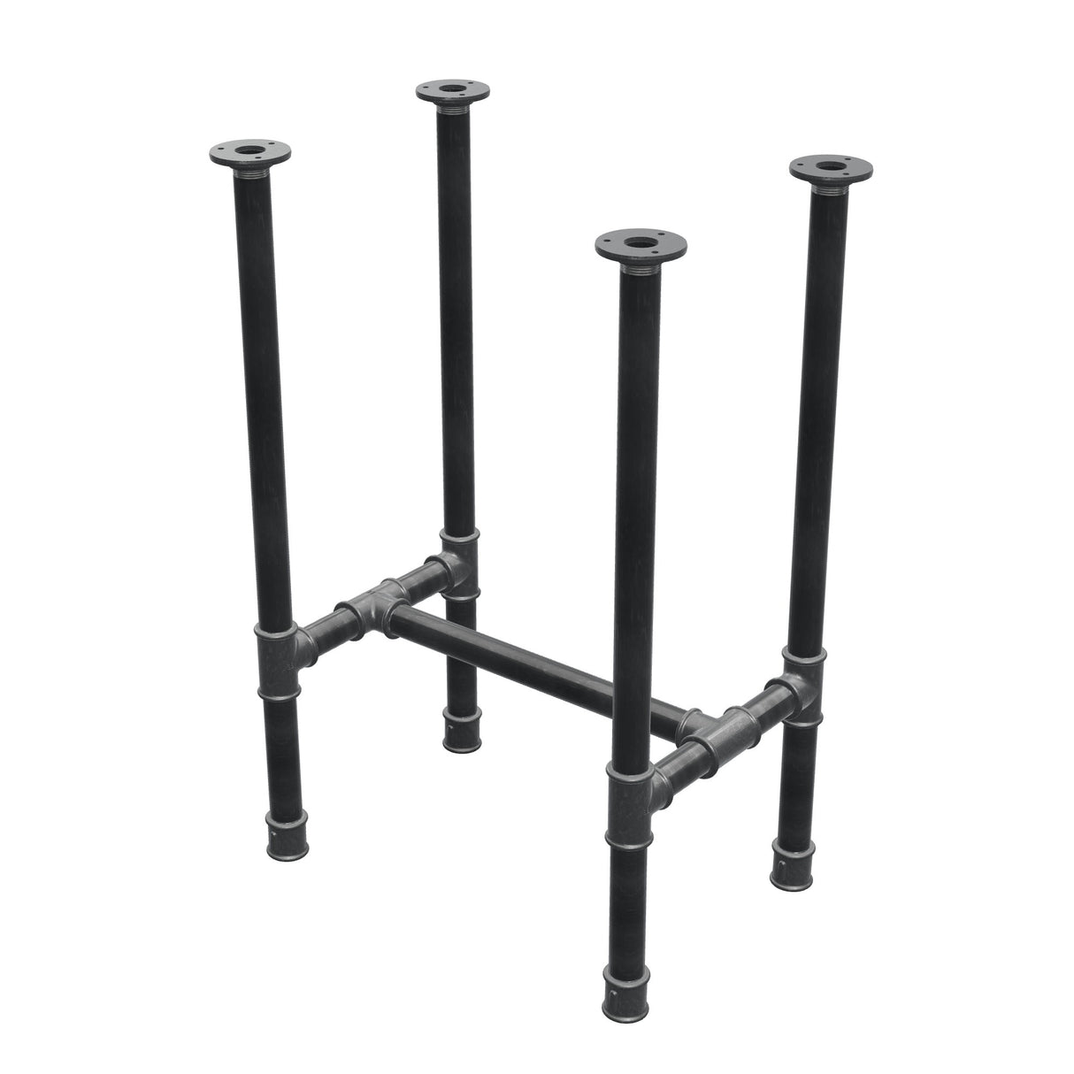 Base per tavolo da pranzo, struttura a H, ghisa e acciaio Ø 34 mm, 52 × 36 cm, altezza 75 cm