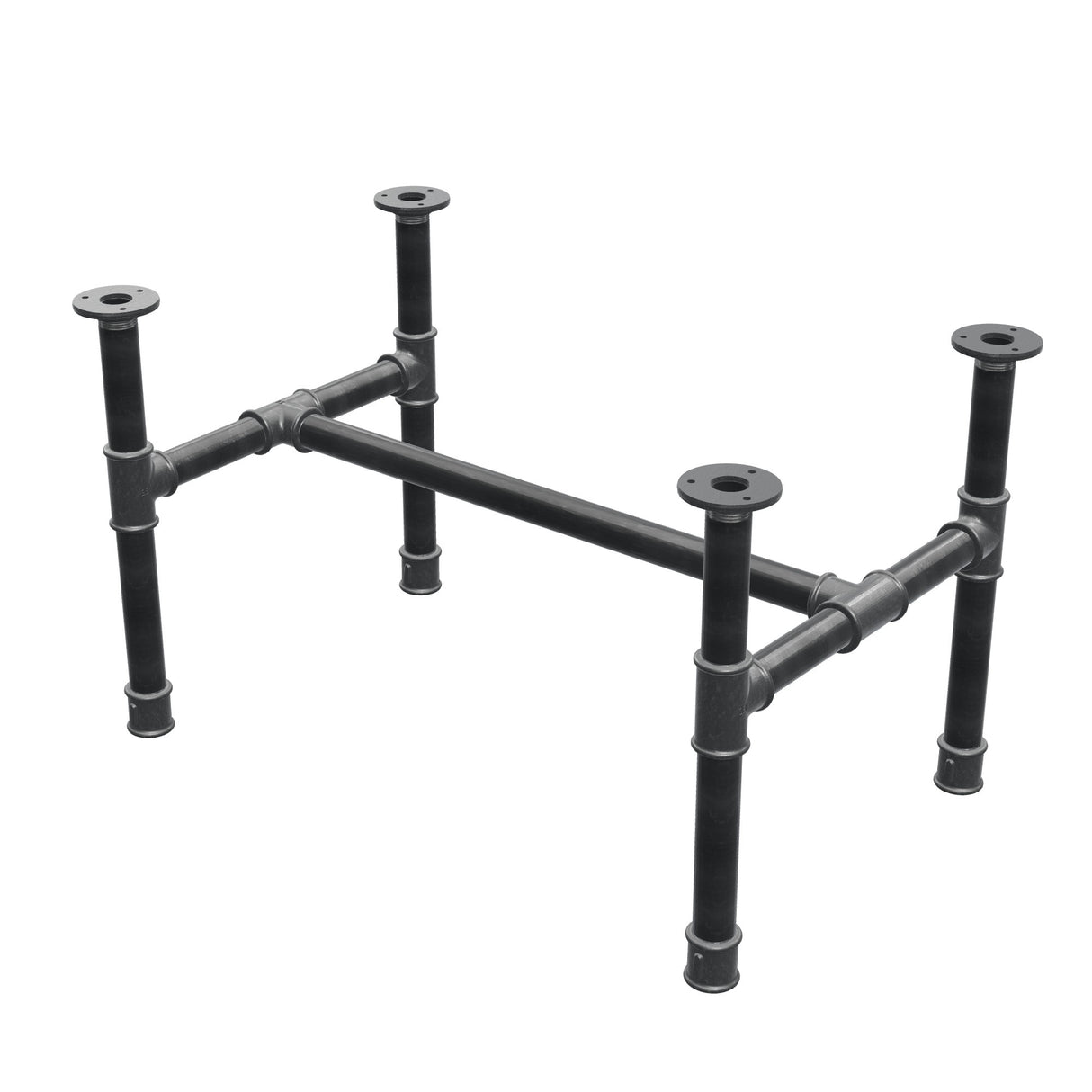 Base per tavolino, struttura a H, ghisa e acciaio Ø 34 mm, 72 × 46 cm, altezza 42 cm