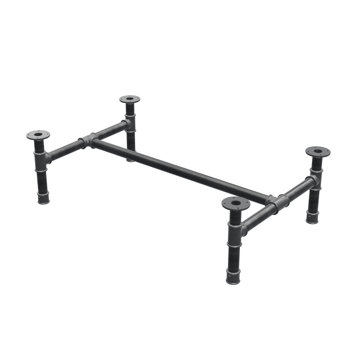 Base per tavolino, struttura a H, ghisa e acciaio Ø 42 mm, 116 × 71 cm, altezza 34 cm