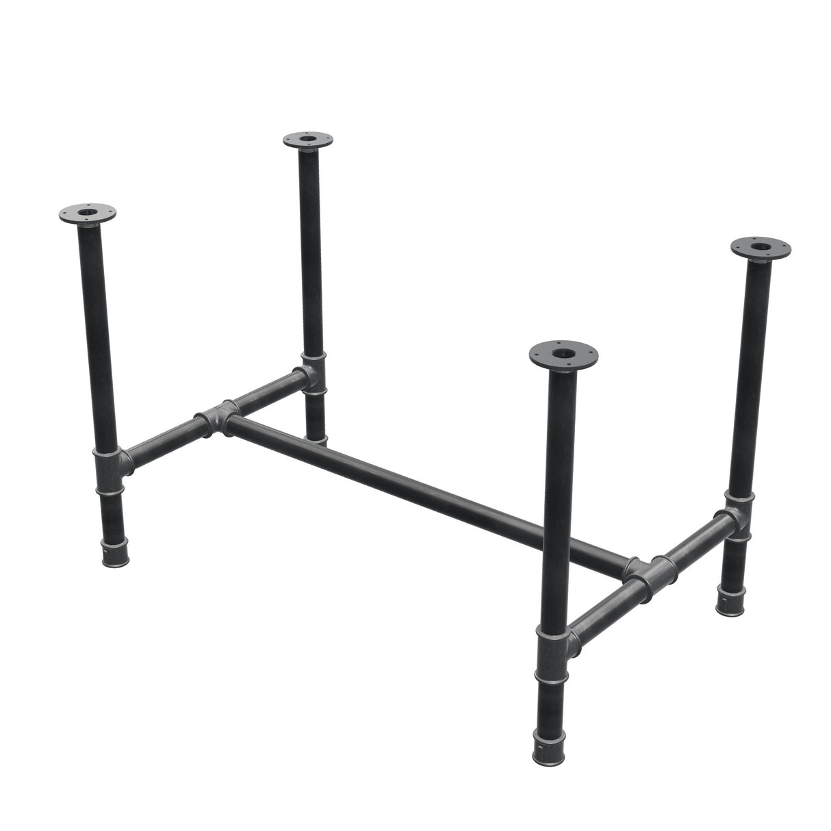Base per tavolo da pranzo, struttura a H, ghisa e acciaio Ø 42 mm, 116 × 71 cm, altezza 74 cm