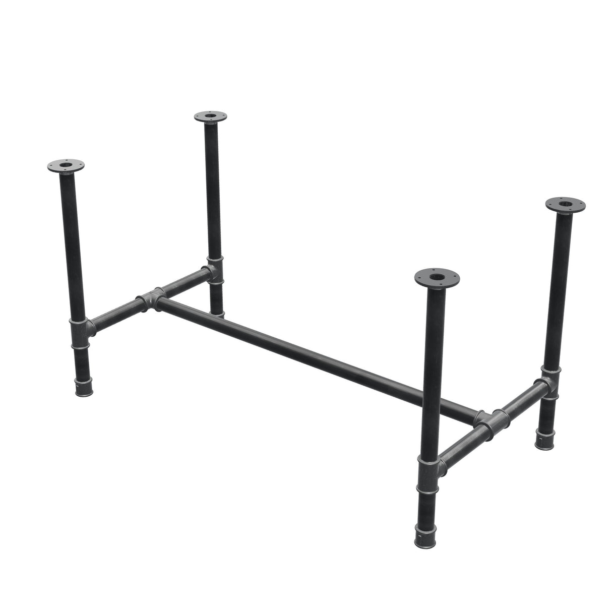 Base per tavolo da pranzo, struttura a H, ghisa e acciaio Ø 42 mm, 136 × 71 cm, altezza 74 cm