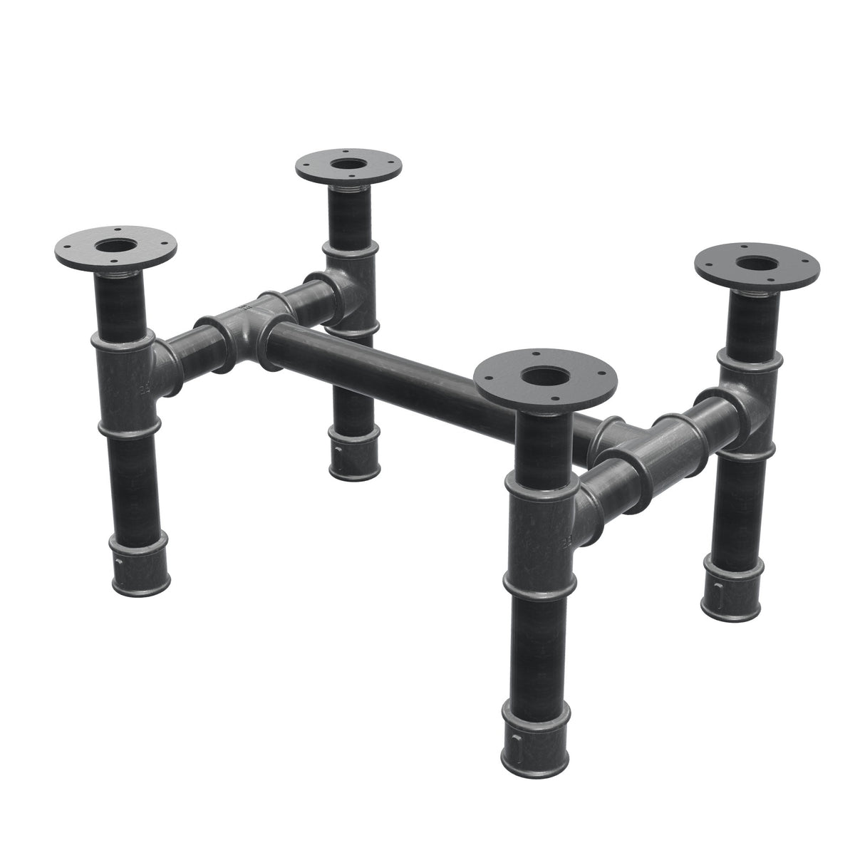 Base per tavolino, struttura a H, ghisa e acciaio Ø 42 mm, 56 × 41 cm, altezza 34 cm
