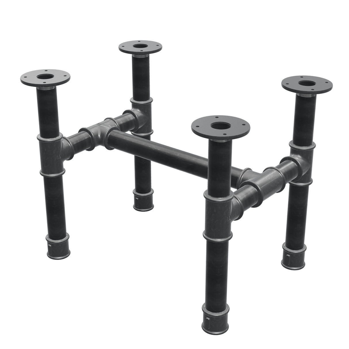 Base per tavolino, struttura a H, ghisa e acciaio Ø 42 mm, 56 × 41 cm, altezza 44 cm