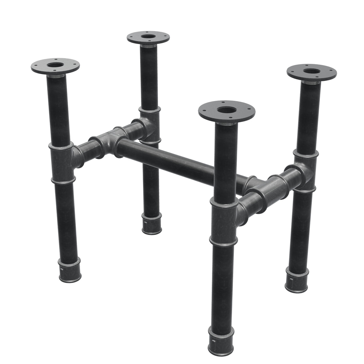 Base per tavolino, struttura a H, ghisa e acciaio Ø 42 mm, 56 × 41 cm, altezza 54 cm