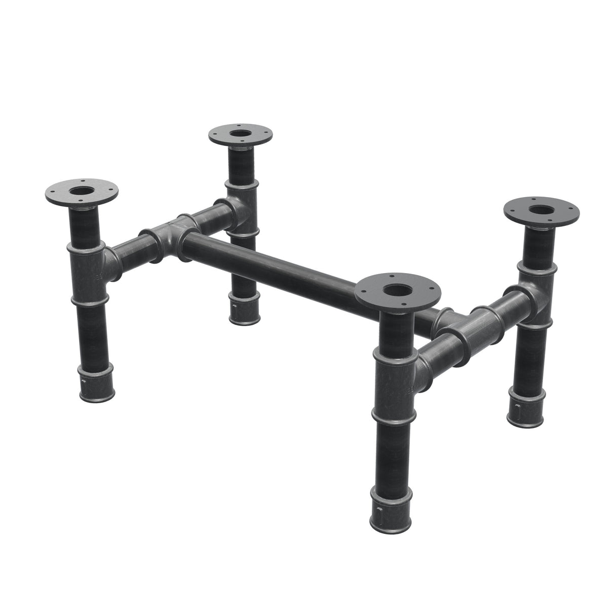 Base per tavolino, struttura a H, ghisa e acciaio Ø 42 mm, 66 × 45 cm, altezza 34 cm