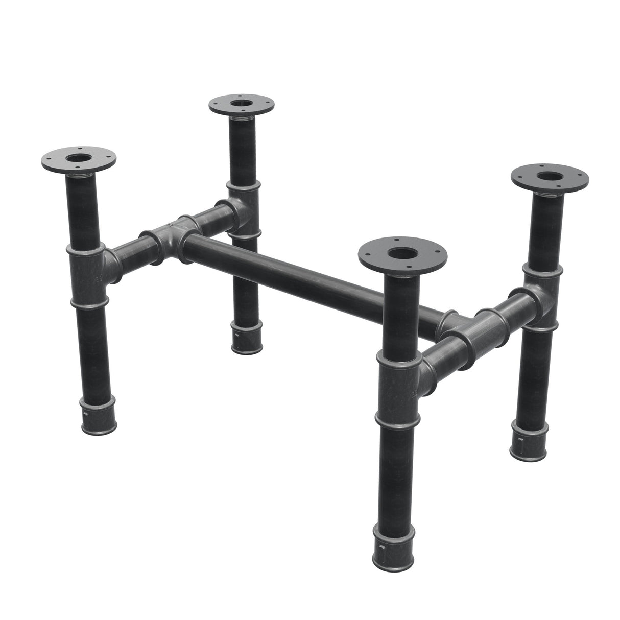 Base per tavolino, struttura a H, ghisa e acciaio Ø 42 mm, 66 × 45 cm, altezza 44 cm
