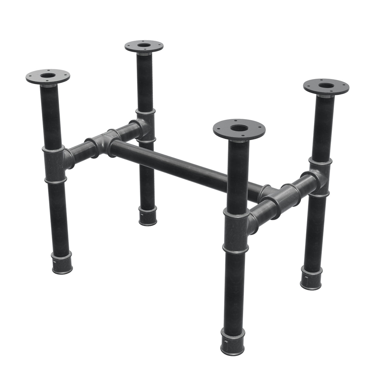 Base per tavolino, struttura a H, ghisa e acciaio Ø 42 mm, 66 × 45 cm, altezza 54 cm