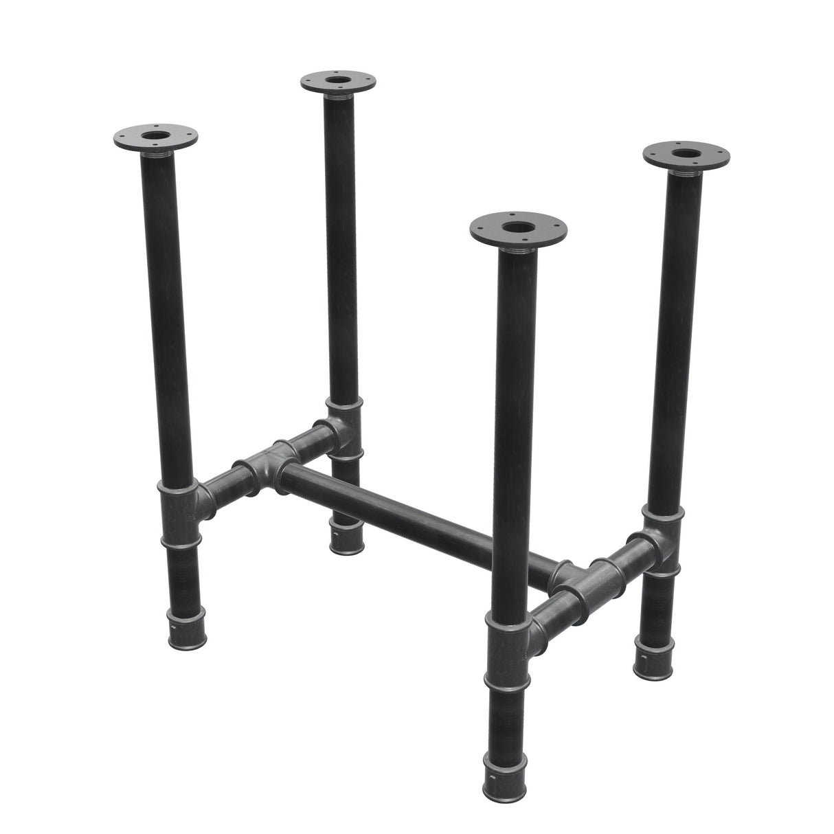 Base per tavolo da pranzo, struttura a H, ghisa e acciaio Ø 42 mm, 66 × 45 cm, altezza 74 cm