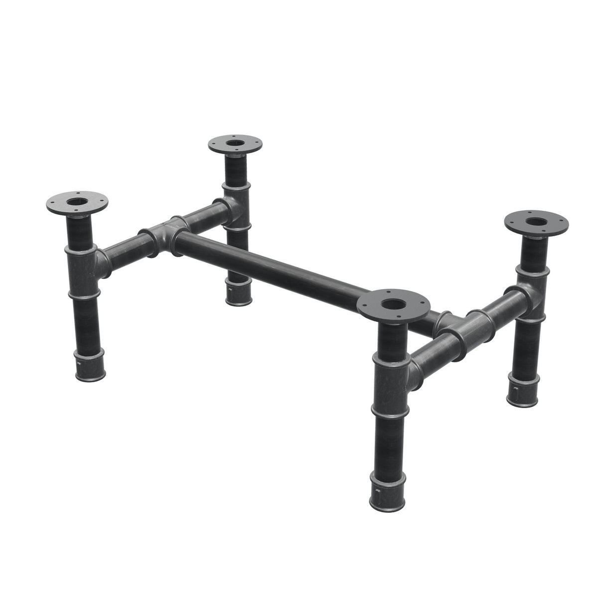 Base per tavolino, struttura a H, ghisa e acciaio Ø 42 mm, 76 × 51 cm, altezza 34 cm