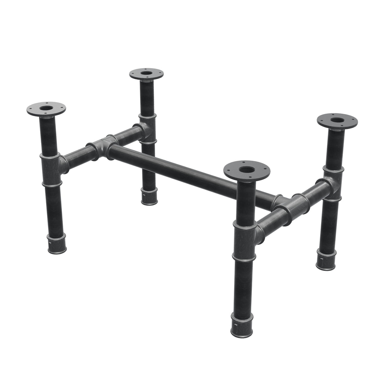 Base per tavolino, struttura a H, ghisa e acciaio Ø 42 mm, 76 × 51 cm, altezza 44 cm