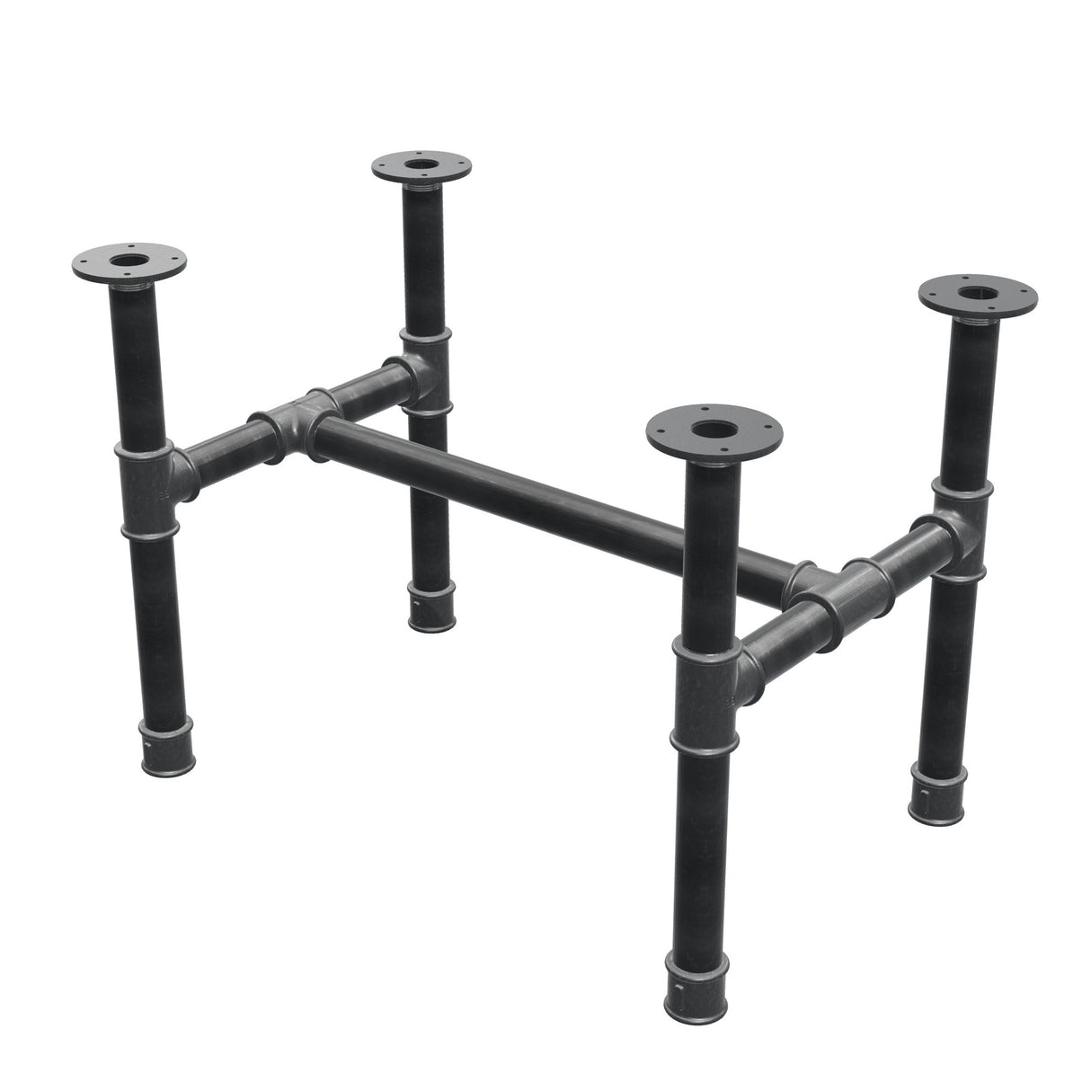 Base per tavolino, struttura a H, ghisa e acciaio Ø 42 mm, 76 × 51 cm, altezza 54 cm