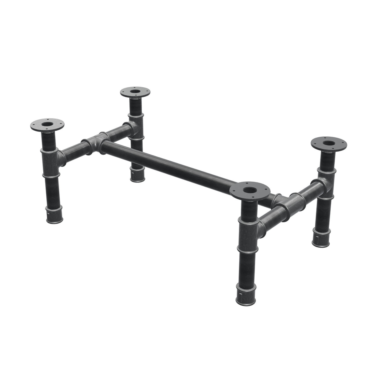 Base per tavolino, struttura a H, ghisa e acciaio Ø 42 mm, 86 × 51 cm, altezza 34 cm