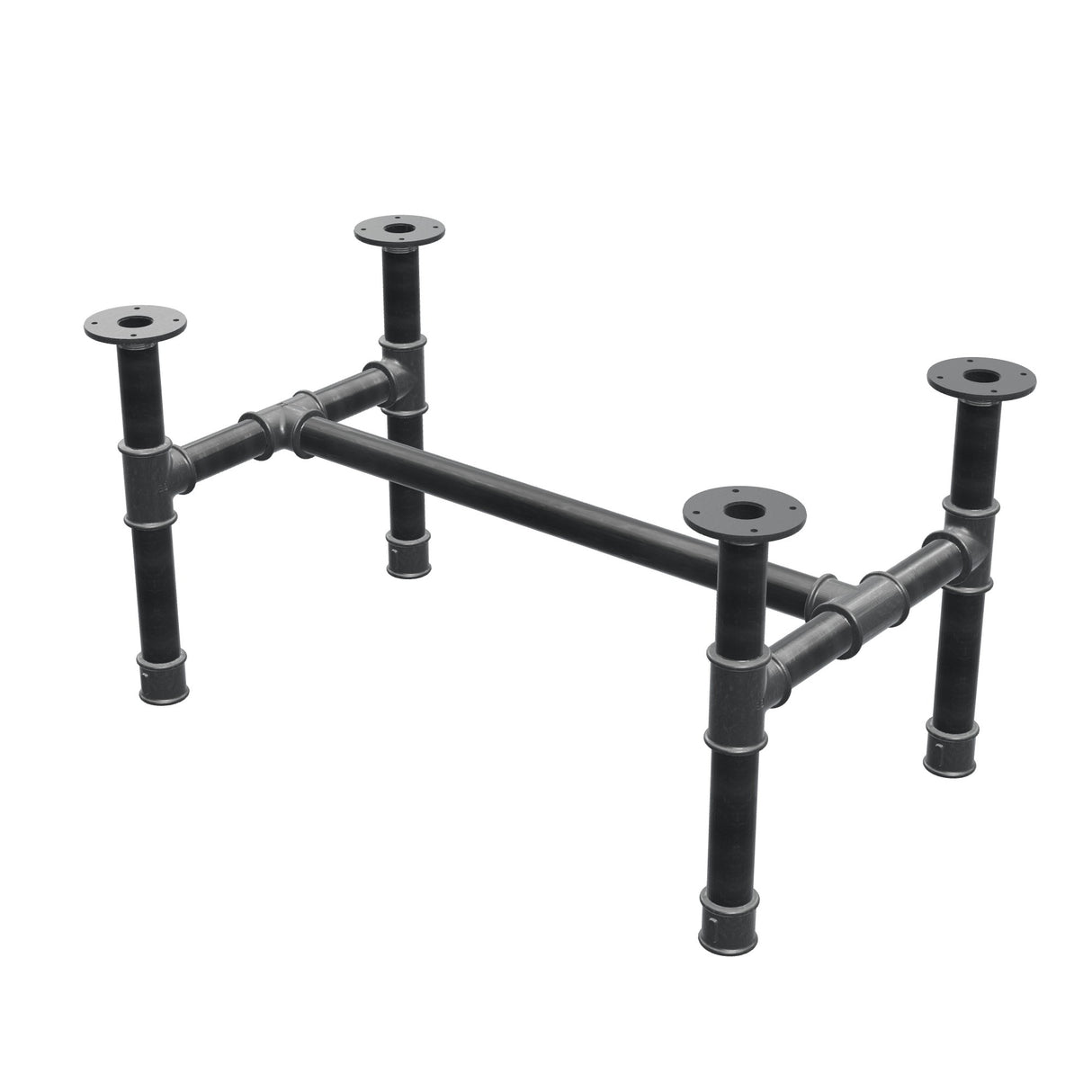 Base per tavolino, struttura a H, ghisa e acciaio Ø 42 mm, 86 × 51 cm, altezza 44 cm