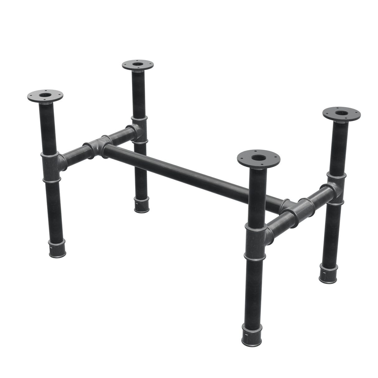 Base per tavolino, struttura a H, ghisa e acciaio Ø 42 mm, 86 × 51 cm, altezza 54 cm