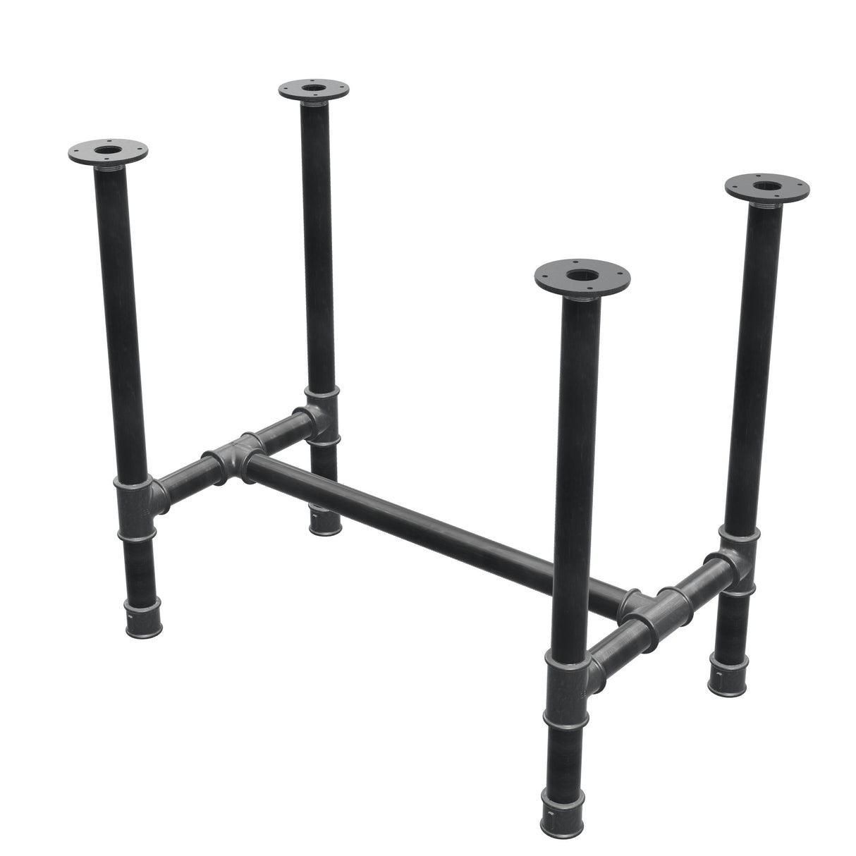 Base per tavolo da pranzo, struttura a H, ghisa e acciaio Ø 42 mm, 86 × 51 cm, altezza 74 cm