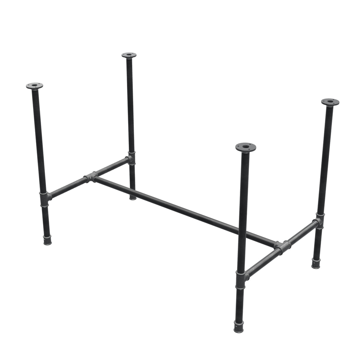 Base per tavolo da pranzo, struttura a H, ghisa e acciaio Ø 27 mm, 111 × 65 cm, altezza 74 cm