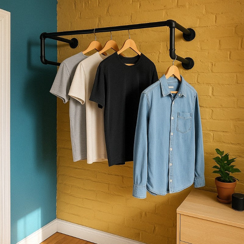 portant à vêtement en tuyaux style industriel