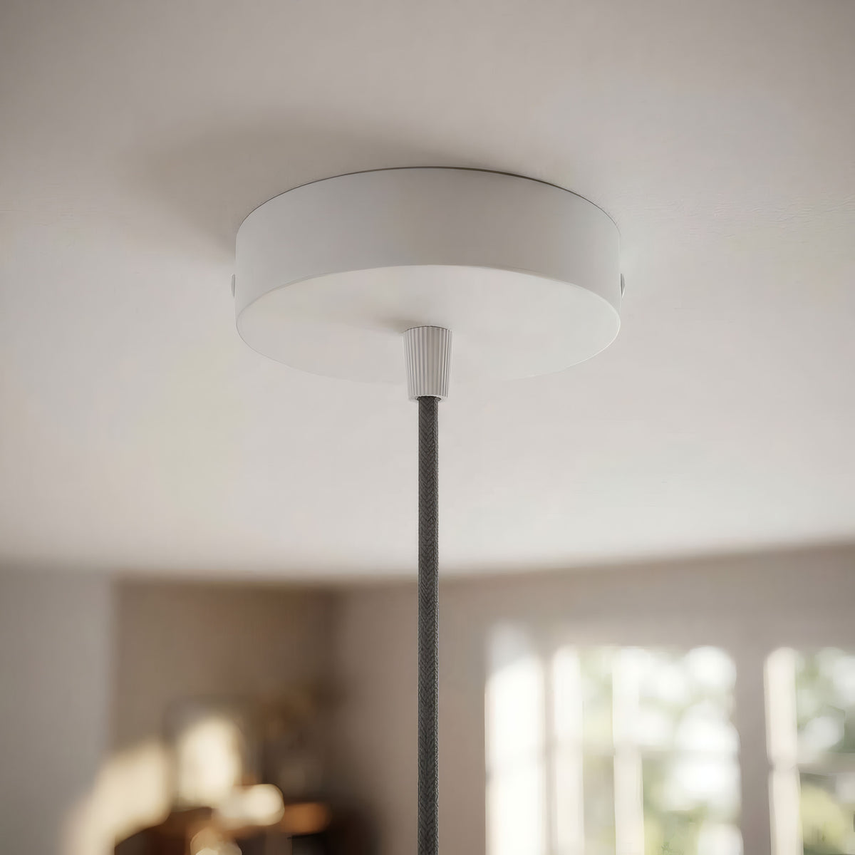 Rosone cilindrico in metallo, Ø 120 mm — Conico in termoplastica / Bianco opaco