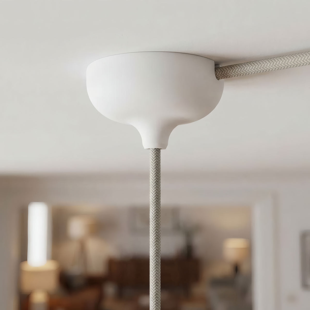 Rosone in silicone Ø 88 mm, foro centrale e uscita laterale — Bianco