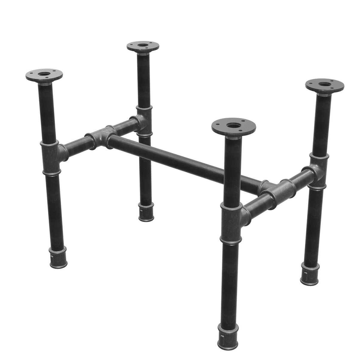 Base per tavolino industriale in ghisa, struttura a H, 51 × 35 cm, altezza 42 cm, vista di tre quarti