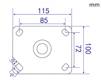 Rotella pivotante industriale nera - metallo - 125 mm - freno di bloccaggio