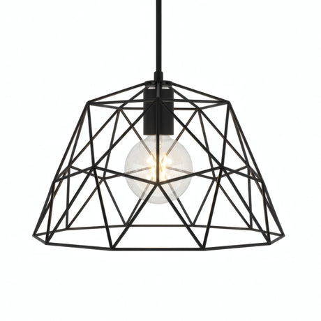 Paralume gabbia a cupola XL Ø 35 cm con portalampada E27 — Nero