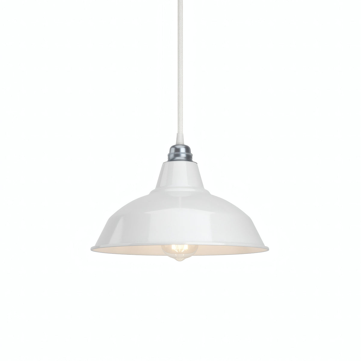 Paralume conico in metallo Ø 30 cm per portalampada E27 — Bianco