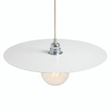 Paralume disco piatto in ferro Ø 40 cm per portalampada E27 — Bianco