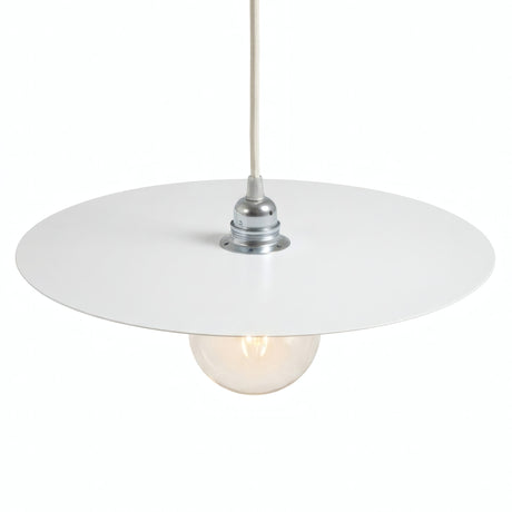 Paralume disco piatto in ferro Ø 40 cm per portalampada E27 — Bianco