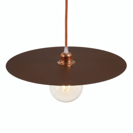 Paralume disco piatto in ferro Ø 40 cm per portalampada E27 — Effetto corten
