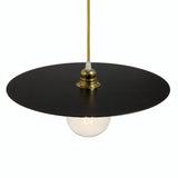 Paralume disco piatto in ferro Ø 40 cm per portalampada E27 — Nero