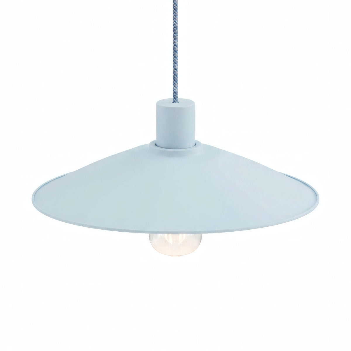Paralume piatto smaltato Ø 30 cm per portalampada E27 — Azzurro cielo
