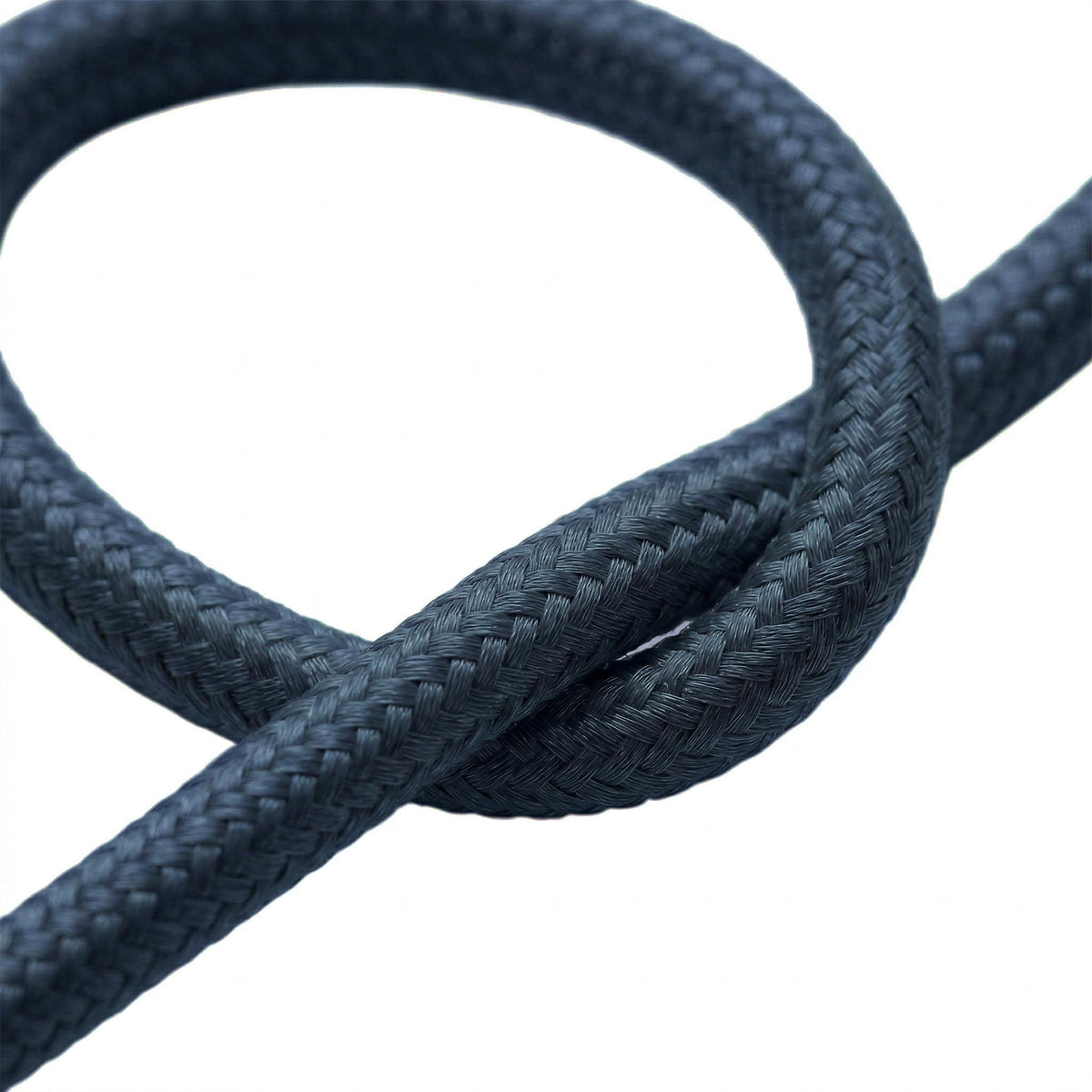 Cavo tessile rotondo in cotone – Grigio pietra, dettaglio della treccia
