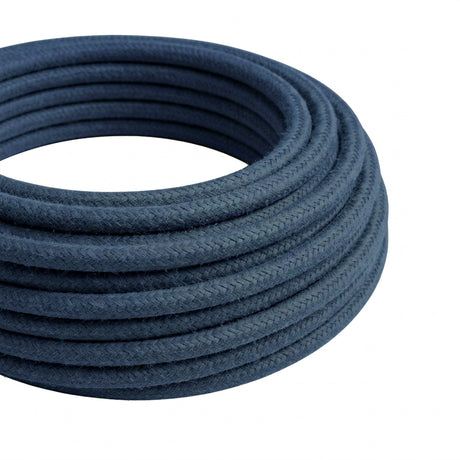 Cavo tessile rotondo in cotone – Grigio pietra, matassa in primo piano