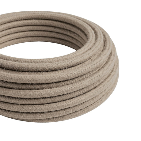 Cavo tessile rotondo in cotone – Grigio tortora, matassa in primo piano