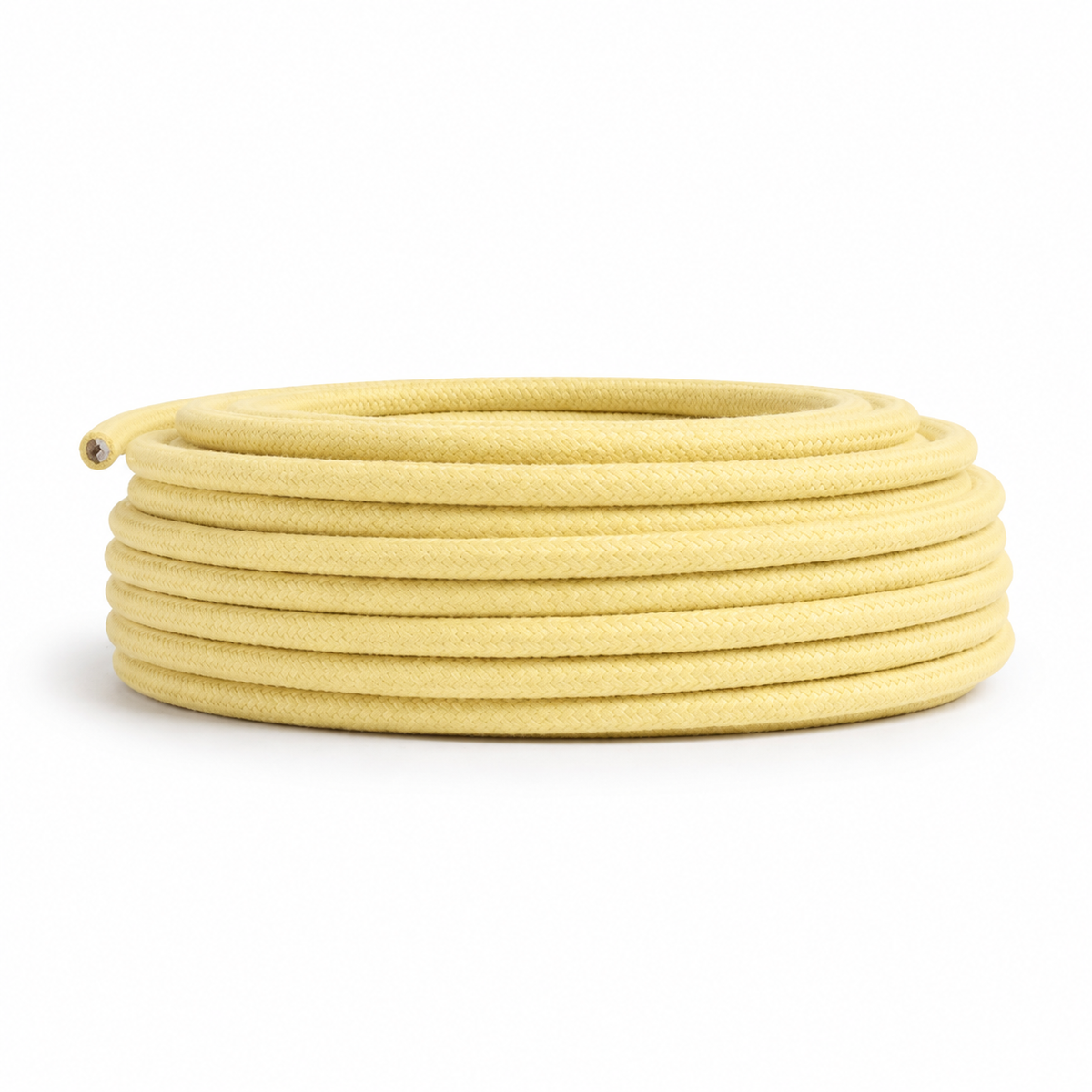 Cavo elettrico tessile rotondo, cotone giallo pastello — vista 4