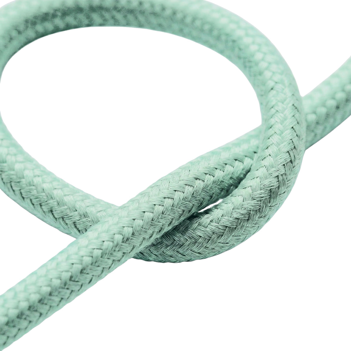 Cavo tessile rotondo in cotone – Latte e menta, dettaglio della treccia