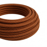 Cavo tessile rotondo in cotone – Marrone cannella, matassa in primo piano