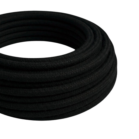Cavo tessile rotondo in cotone – Nero carbone