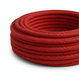 Cavo tessile rotondo in cotone – Rosso fuoco, foto su sfondo bianco