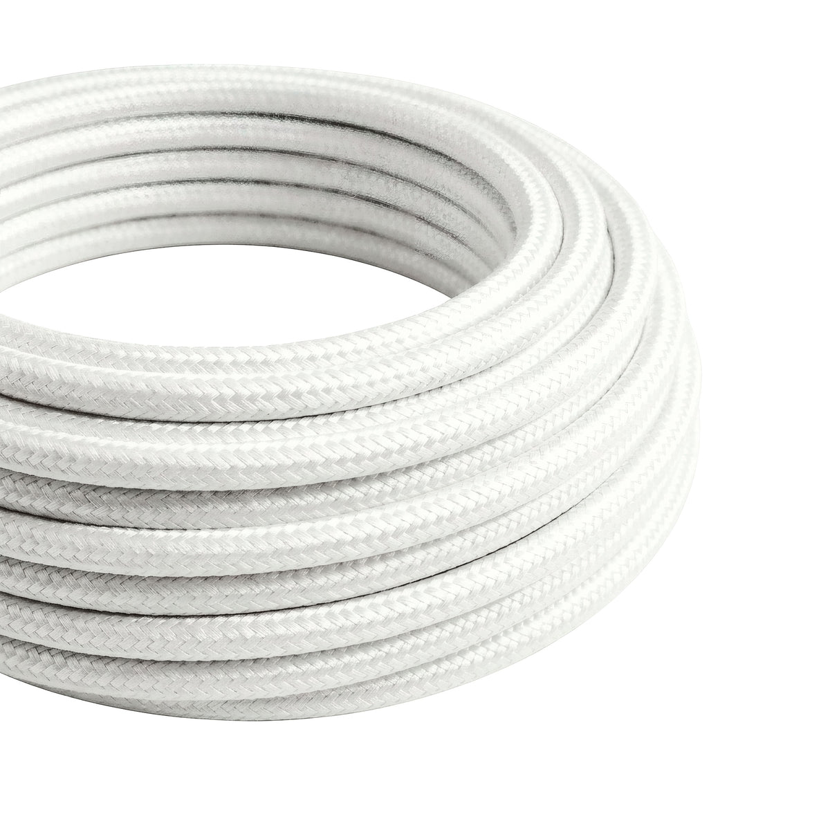 Cavo tessile rotondo effetto seta – Bianco ottico