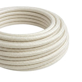Cavo tessile rotondo effetto seta – Bianco perla