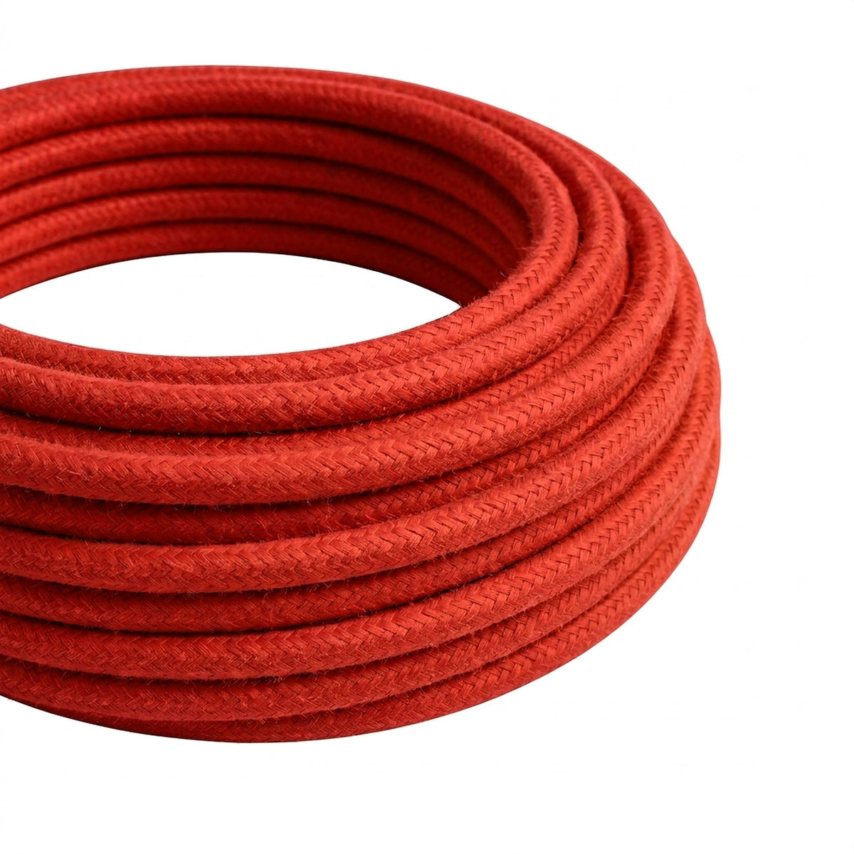 Cavo tessile rotondo effetto seta – Rosso fuoco