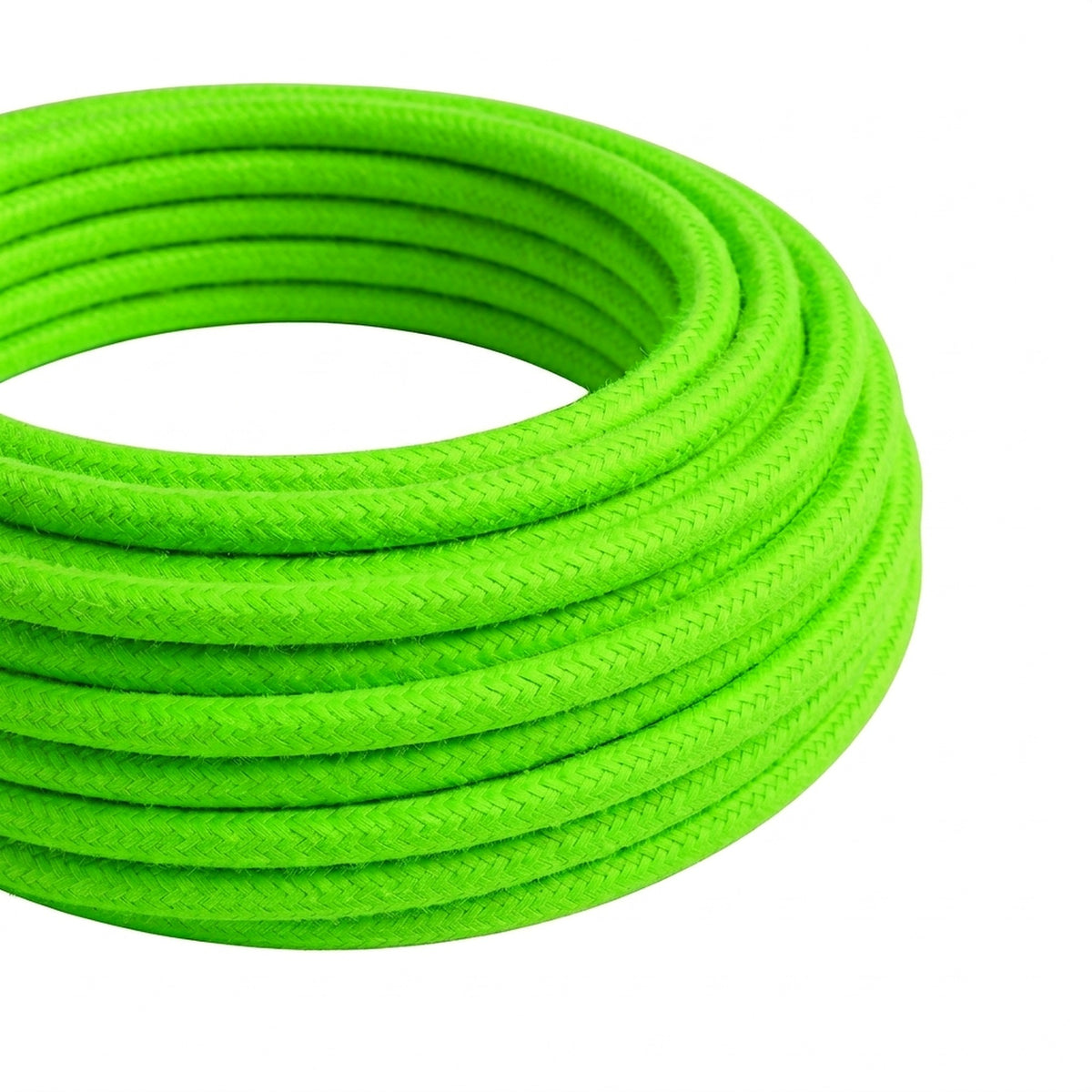 Cavo tessile rotondo effetto seta fluo – Verde