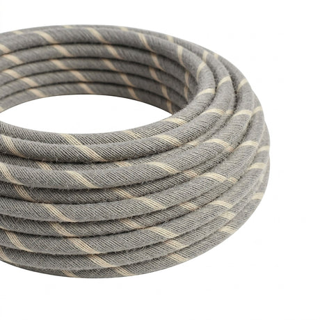 Cavo tessile rotondo rigato in cotone e lino – Zabaione